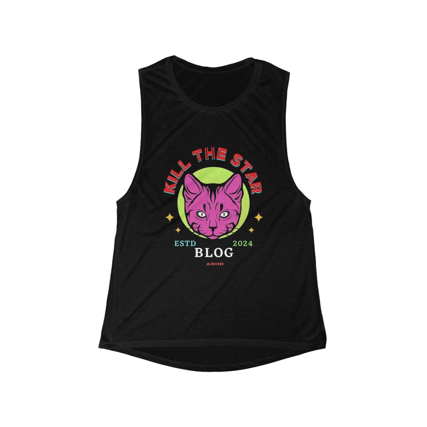 Her/Him Kat Logo Scoop Muscle Tank - Kill the Star - Untreated Adult ADHD blog
